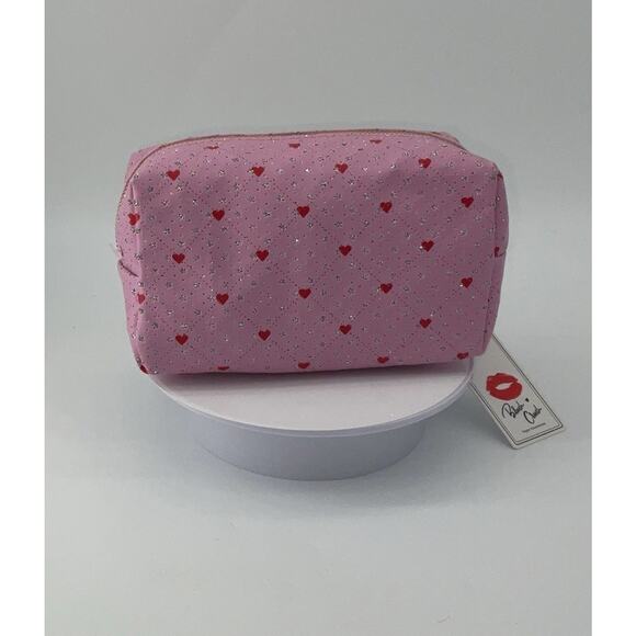 NWT Pink Hearts Boxy Makeup Cosmetic Bag by Blush Crush - Picture 2 of 9